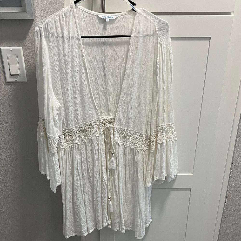 White Boho Lace Trim Top / Cover Up